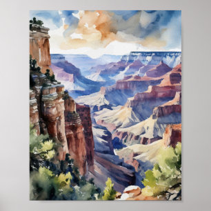 Poster Parc national du Grand Canyon Arizona Aquarelle