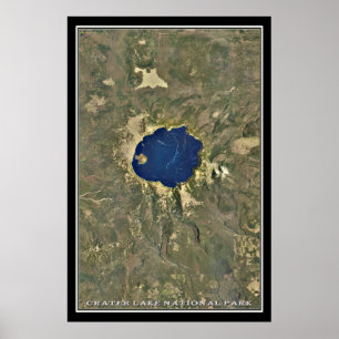 Poster Parc national du lac Crater Carte satellite de l'O