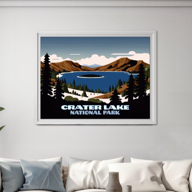 Poster Parc national du lac Crater Oregon Neige (Créateur téléchargé)