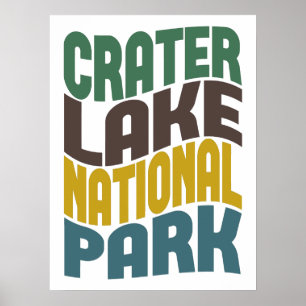 Poster Parc national du lac Crater Vague rétro