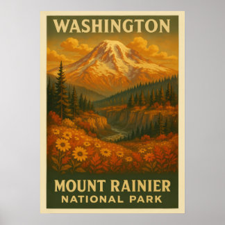 Poster Parc national du Mont Rainier de Washington 02