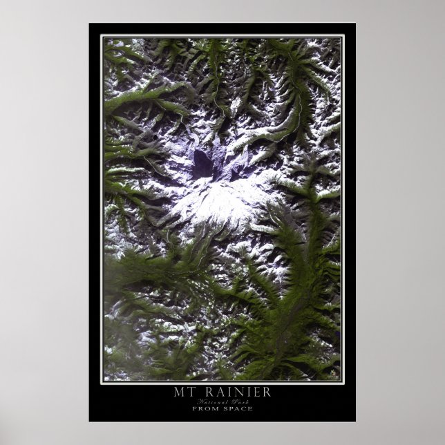 Poster Parc national du Mont Rainier Washington Satellite (Devant)