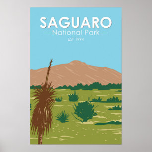 Poster Parc national du Saguaro Arizona Rincon Peak Vinta