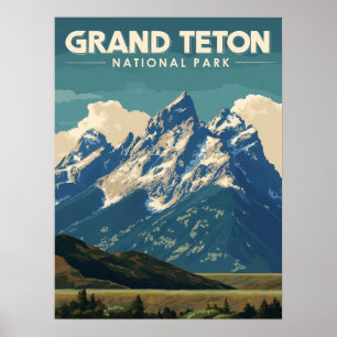 Poster Parc national du Vintage voyage Grand Teton