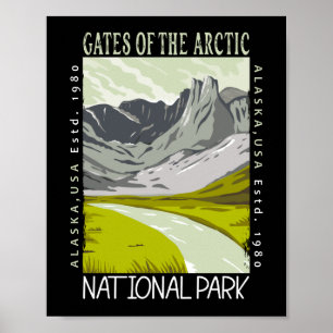 Poster Parc national Gates of the Arctic Retro en détress
