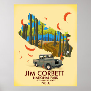 Poster Parc national Jim Corbett, État d'Uttarakhand