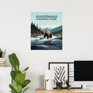 Poster Parc national Katmai Alaska Bear Brooks