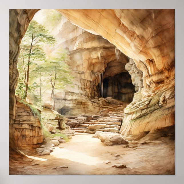 Poster Parc national Mammoth Cave Aquarelle (Devant)