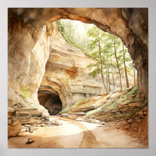 Poster Parc national Mammoth Cave Aquarelle