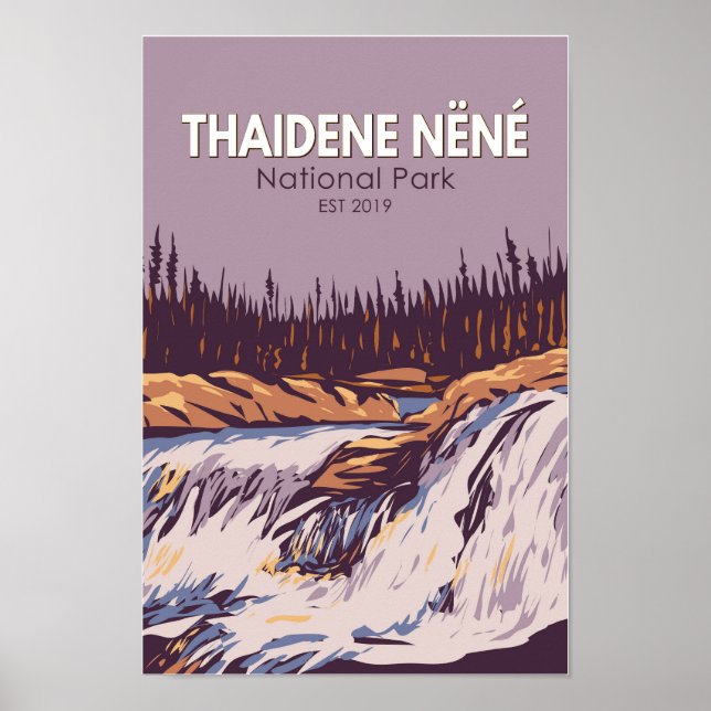 Poster Parc national Nene de Thaidene Canada Vintage Voya (Devant)