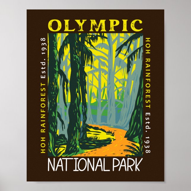 Poster Parc National Olympique Hoh Rainforest désorganisé (Devant)