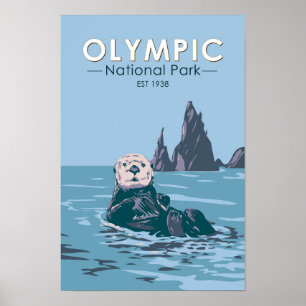 Poster Parc national Olympique Loutre de mer Vintage