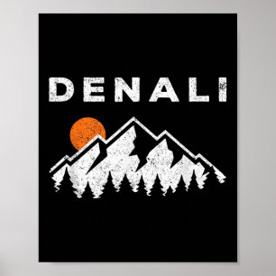 Poster Parc national Retro Denali Montagnes Alask Vintage