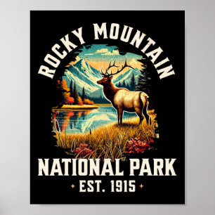 Poster Parc national rétro vintage des montagnes rocheuse