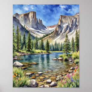 Poster Parc national Rocky Mountain Dream Lake Aquarelle