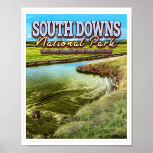 POSTER PARC NATIONAL SOUTH DOWNS - EAST SUSSEX ANGLETERRE