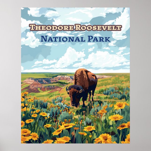 Poster Parc national Theodore Roosevelt Dakota du Nord (Devant)