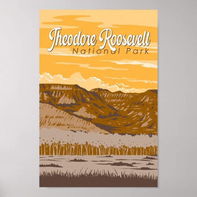 Poster Parc national Theodore Roosevelt Illustration Art (Devant)