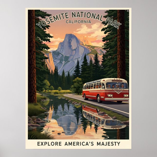 Poster Parc national vintage de Yosemite (Devant)