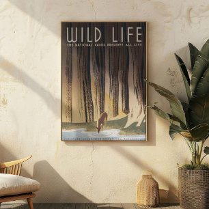Poster Parc national vintage Retro Grand Wild Life
