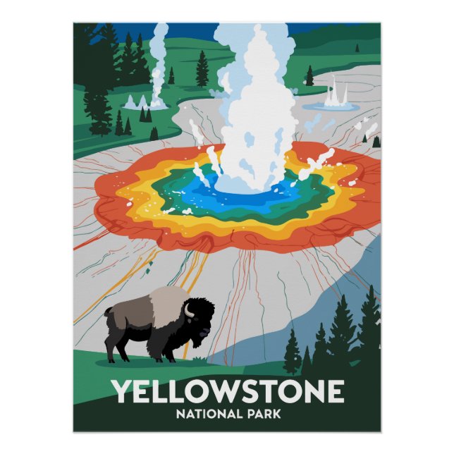 Poster Parc national Vivid Yellowstone (Devant)