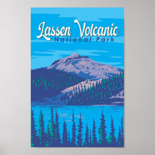 Poster Parc national volcanique de Lassen Illustration Vo