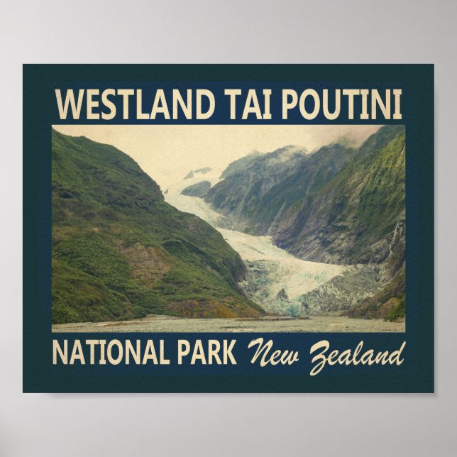 Poster Parc national Westland Tai Poutini Nouvelle-Zéland (Devant)