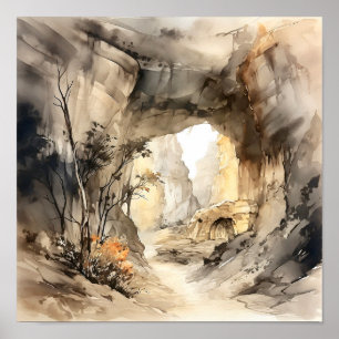 Poster Parc national Wind Cave Watercolor Art