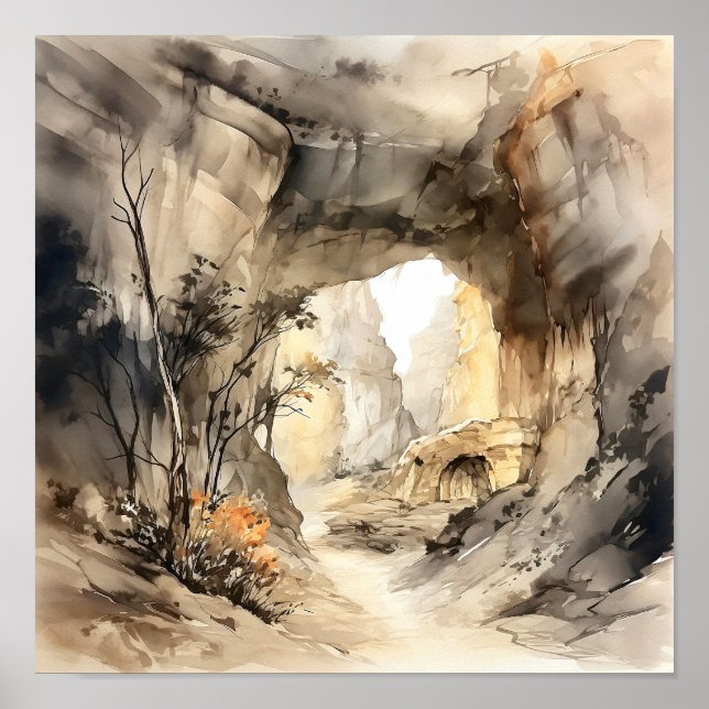 Poster Parc national Wind Cave Watercolor Art (Devant)