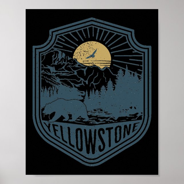 Poster Parc national Yellowstone Bear Nature Randonnée Ou (Devant)