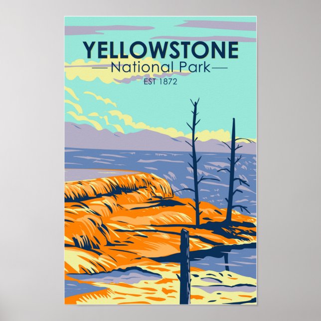 Poster Parc national Yellowstone Mammoth Hot Springs (Devant)
