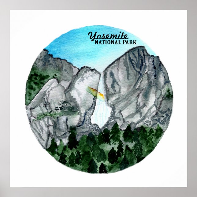 Poster Parc national Yosemite Couleur d'eau Yosemite Fall (Devant)