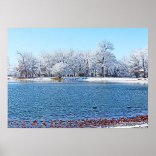 POSTER PARC OLANDER "HIVER BLANC" ET LAC/NEIGE COUVERT