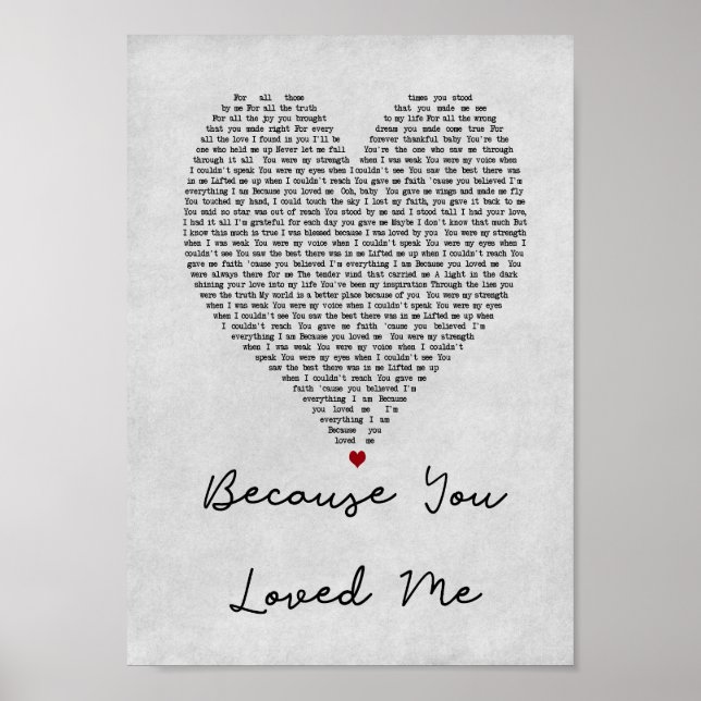 Poster Parce Que Vous M'Aimez Grey Heart Chanson Lyrique  (Devant)