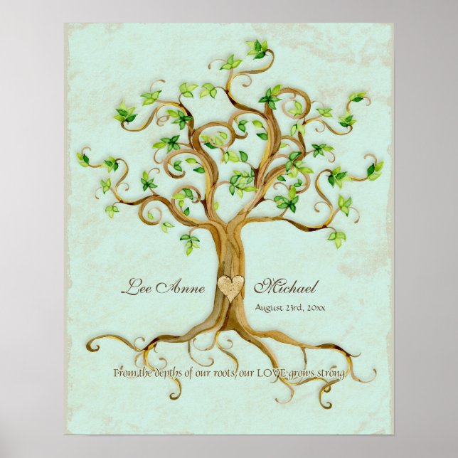 Poster Parchemin d'antiquité des racines d'arbre à vent m (Devant)