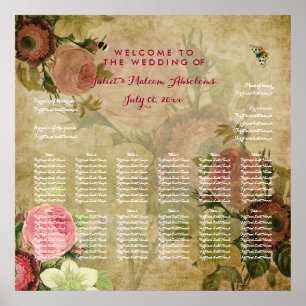 Poster Parchemin PixDezines/roses vintages/carte de siège