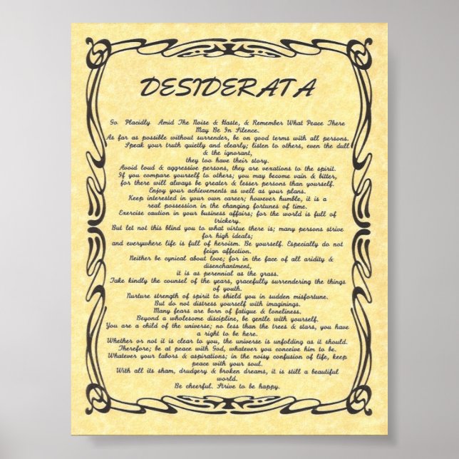 Poster Parchemin Solaire D'Âge Tatoué DESIDERATA (Devant)