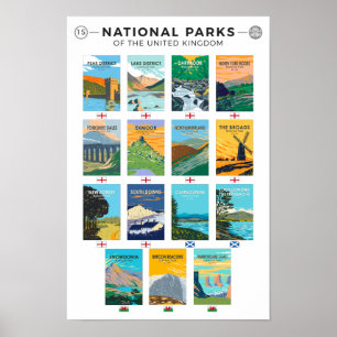 Poster Parcs nationaux de la liste du Royaume-Uni