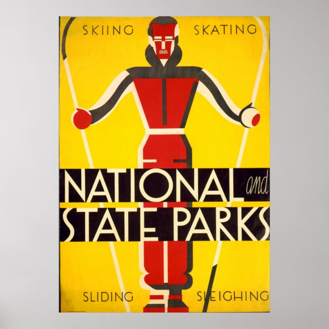 Poster Parcs Nationaux Et Nationaux Ski Dorothy Waugh WPA (Devant)