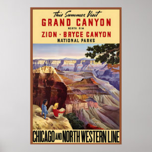 Poster Parcs nationaux Grand Canyon Zion Bryce Unis
