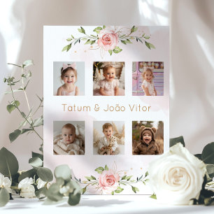 Poster parent floral à être baby shower photo