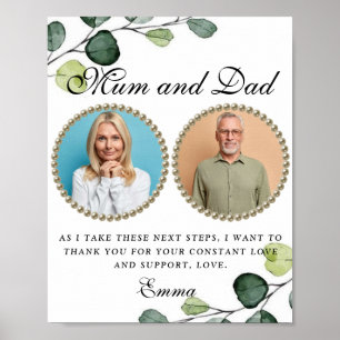 Poster Parents de verdure de la mariée Merci cadeau