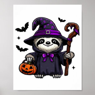 Poster Paresseux d'Halloween effrayant Chapeau de Sorcièr