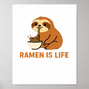 Poster Paresseux mignon mangeant des ramen � Conception a