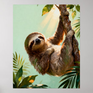Poster Paresseux Mignon Tropical Vibes Animaux de la Jung