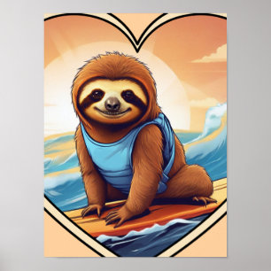 Poster Paresseux surfeur