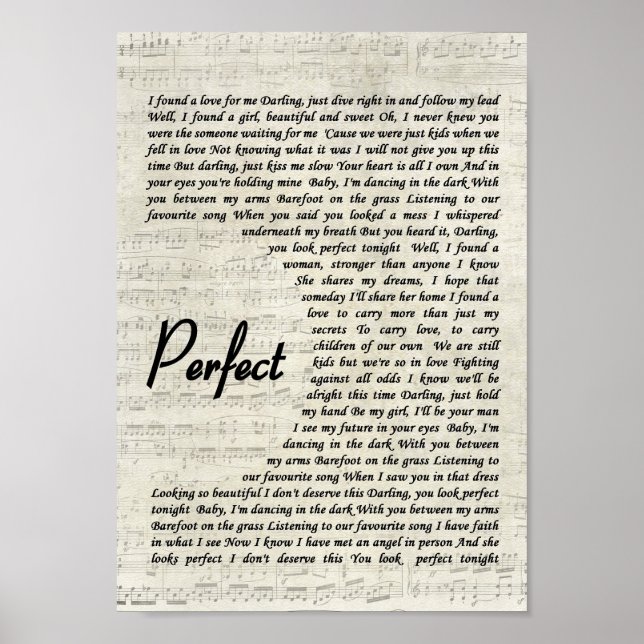 Poster Parfait Mur Art Chanson Lyrique Imprimer (Devant)
