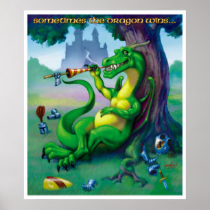 Poster Parfois, le dragon gagne l'impression verte