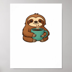 Poster Parfum mignonne avec tasse de café - Animal confor