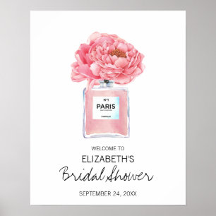 Poster Parfum Pivoines Roses Accueil de Fête de Mariage F